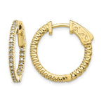 14k 3/8 carat Diamond Round In/Out Hoop w/Safety Clasp Earrings