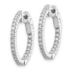 14k White Gold 3/8 carat Lab Grown Diamond VS/SI+ G+ Round In and Out Safety Clasp Hoop Earrings