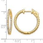 14k 5/8 carat Diamond Round In/Out Hoop w/Safety Clasp Earrings