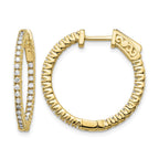 14k 5/8 carat Diamond Round In/Out Hoop w/Safety Clasp Earrings