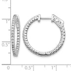 14k White Gold 5/8 carat Diamond Round In/Out Hoop w/Safety Clasp Earrings