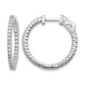 14k White Gold 5/8 carat Lab Grown Diamond VS/SI+ G+ Round In and Out Safety Clasp Hoop Earrings