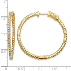 14k 3/4 carat Diamond Round In/Out Hoop w/Safety Clasp Earrings