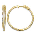 14k 3/4 carat Diamond Round In/Out Hoop w/Safety Clasp Earrings