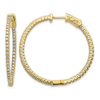 14k 3/4 carat Diamond Round In/Out Hoop w/Safety Clasp Earrings
