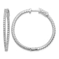 14k White Gold 3/4 carat Lab Grown Diamond VS/SI+ G+ Round In and Out Safety Clasp Hoop Earrings