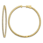 14k 1.25 carat Diamond Round In/Out Hoop w/Safety Clasp Earrings