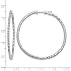 14k White Gold 1 1/4 carat Lab Grown Diamond VS/SI+ G+ Round In and Out Safety Clasp Hoop Earrings