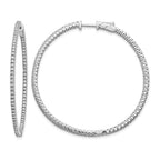 14k White Gold 1 1/4 carat Lab Grown Diamond VS/SI+ G+ Round In and Out Safety Clasp Hoop Earrings