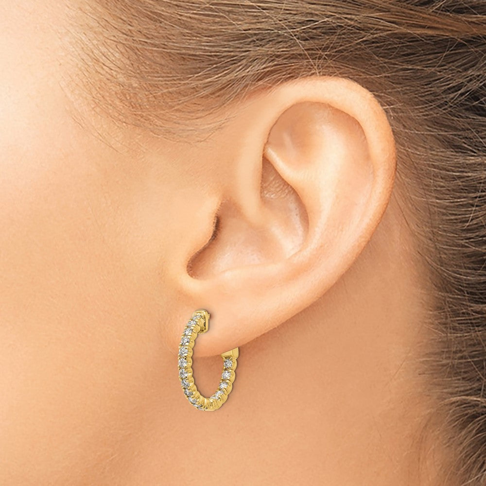 True Origin 14K Yellow Gold 1 carat Lab Grown Diamond VS+ F+ Complet In and Out Hoop Earrings