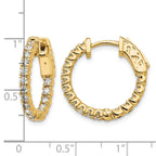 14k 1 carat Diamond Round In/Out Hoop w/Safety Clasp Earrings