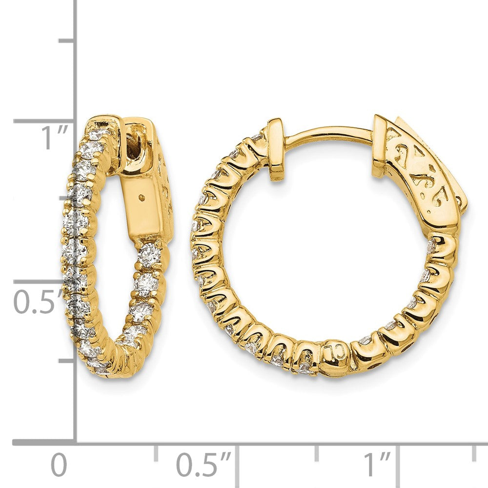 True Origin 14K Yellow Gold 1 carat Lab Grown Diamond VS+ F+ Complet In and Out Hoop Earrings