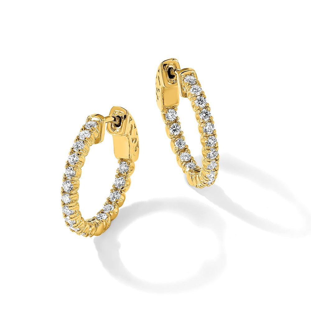 True Origin 14K Yellow Gold 1 carat Lab Grown Diamond VS+ F+ Complet In and Out Hoop Earrings