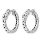 14k White Gold 1 carat Lab Grown Dia VS/SI+ G+ Round In and Out Safety Clasp Hoop Earrings