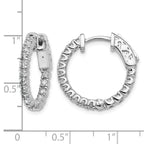 14k White Gold 1 carat Diamond Round In/Out Hoop w/Safety Clasp Earrings