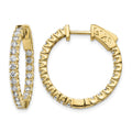 14k 1.25 carat Diamond Round In/Out Hoop w/Safety Clasp Earrings