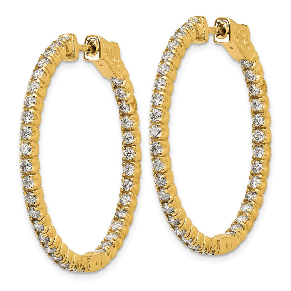 14k 2 carat Diamond Round In/Out Hoop w/Safety Clasp Earrings