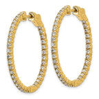 14k 2 carat Diamond Round In/Out Hoop w/Safety Clasp Earrings