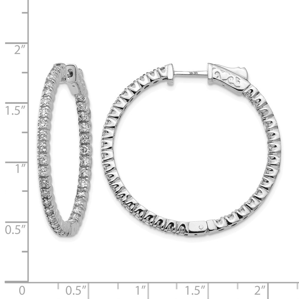 True Origin 14K White Gold 2 carat Lab Grown Diamond VS+ F+ Complet In and Out Hoop Earrings