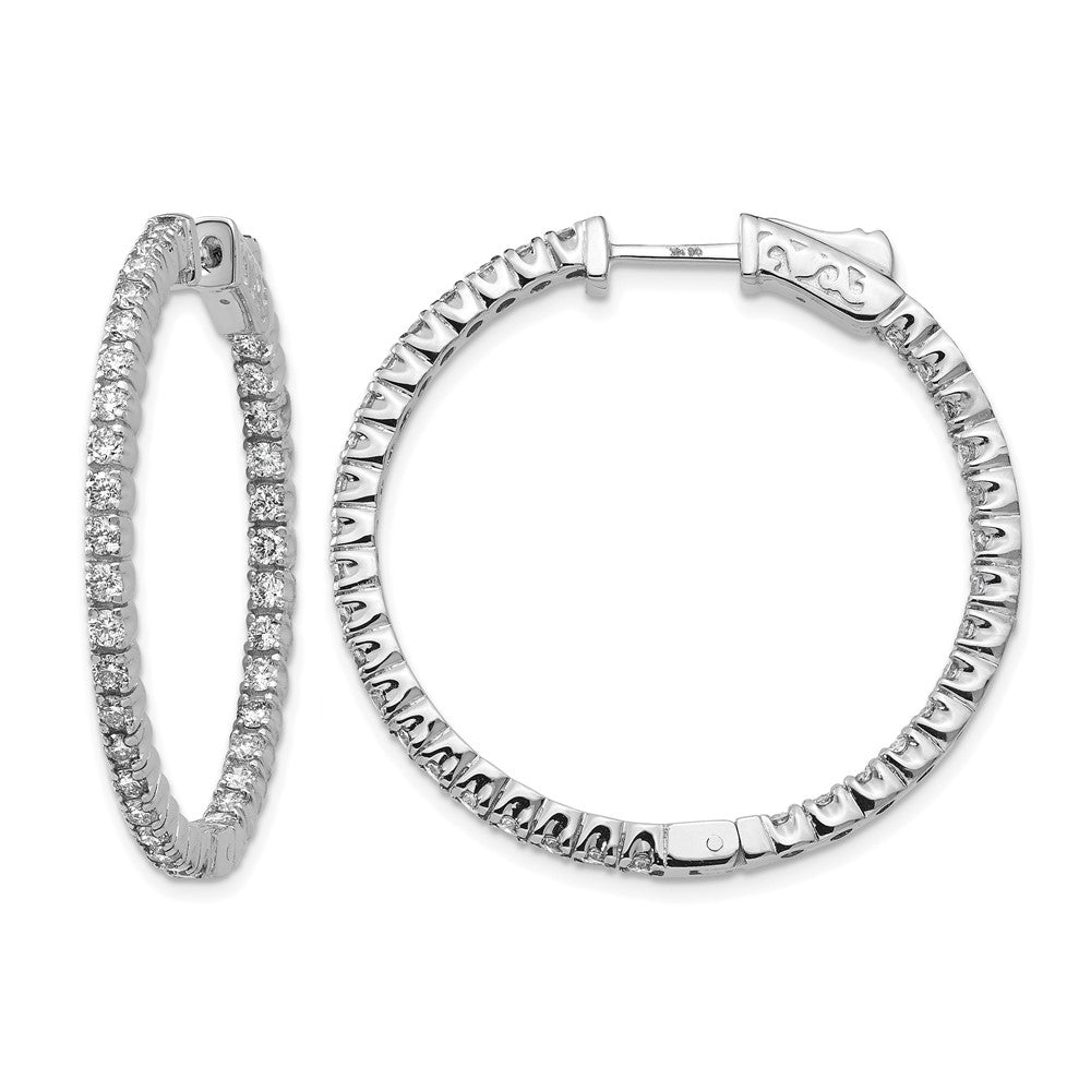 True Origin 14K White Gold 2 carat Lab Grown Diamond VS+ F+ Complet In and Out Hoop Earrings