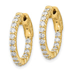 14k 1.1 carat Diamond Round In/Out Hoop w/Safety Clasp Earrings
