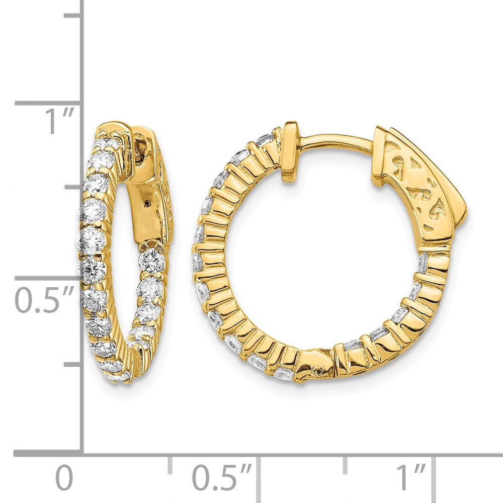 14k 1.1 carat Diamond Round In/Out Hoop w/Safety Clasp Earrings
