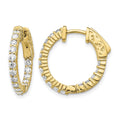 14k 1.1 carat Diamond Round In/Out Hoop w/Safety Clasp Earrings