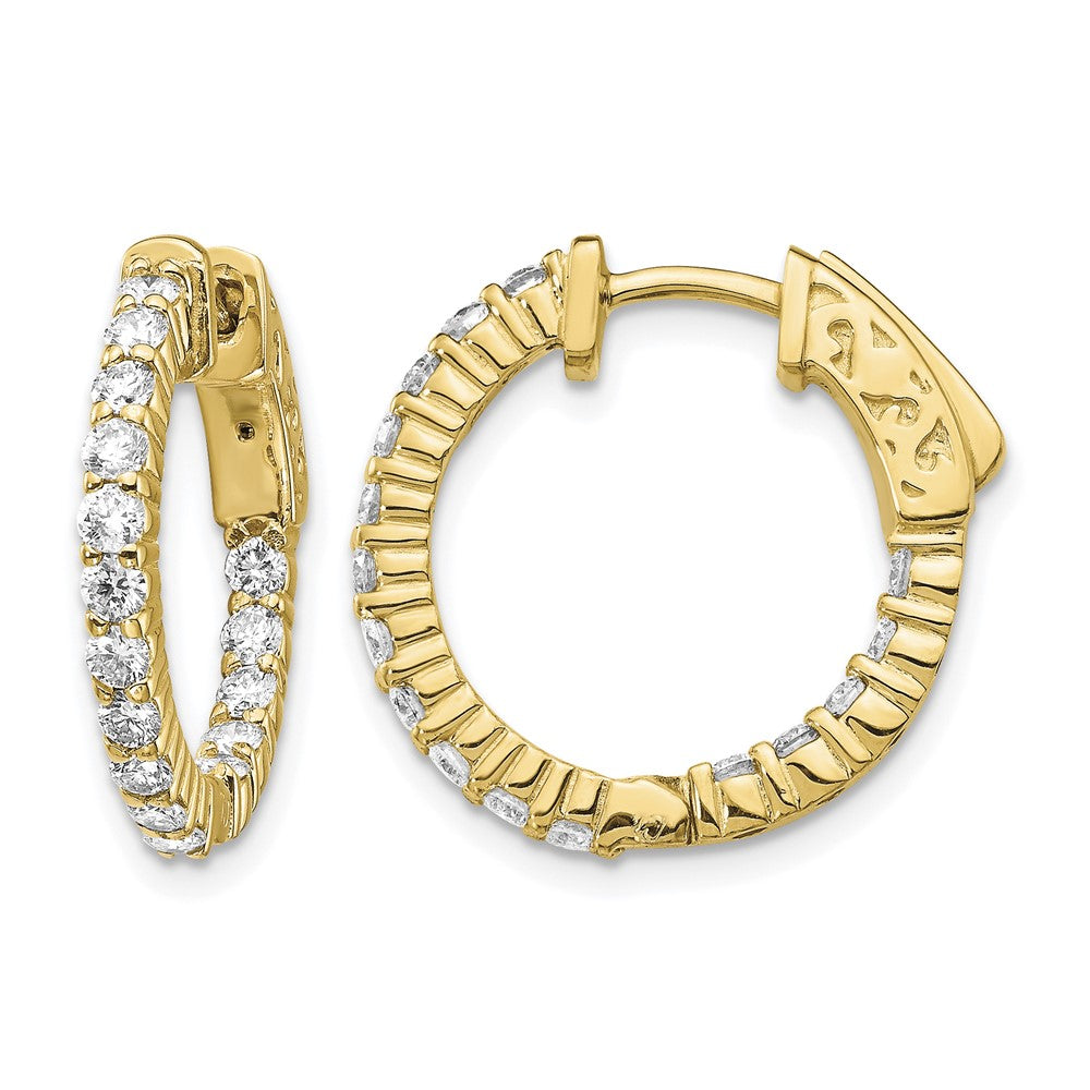 14k 1.1 carat Diamond Round In/Out Hoop w/Safety Clasp Earrings