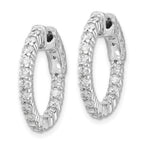 14k White Gold 1.1 carat Diamond Round In/Out Hoop w/Safety Clasp Earrings