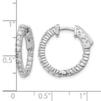 14k White Gold 1.1 carat Diamond Round In/Out Hoop w/Safety Clasp Earrings