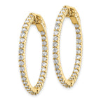 14k 1.8 carat Diamond Round In/Out Hoop w/Safety Clasp Earrings