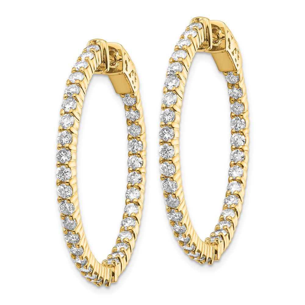 14k 1.8 carat Diamond Round In/Out Hoop w/Safety Clasp Earrings