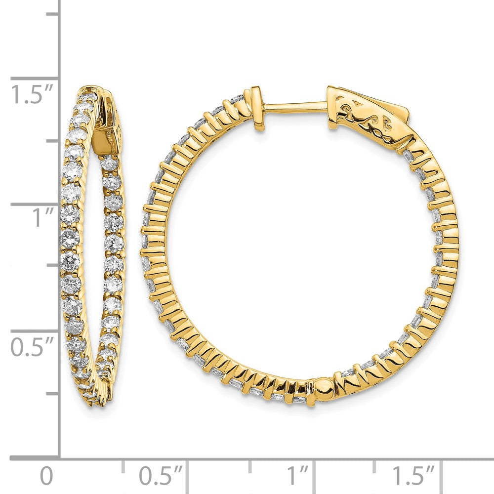 14k 1.8 carat Diamond Round In/Out Hoop w/Safety Clasp Earrings