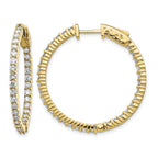 14k 1.8 carat Diamond Round In/Out Hoop w/Safety Clasp Earrings