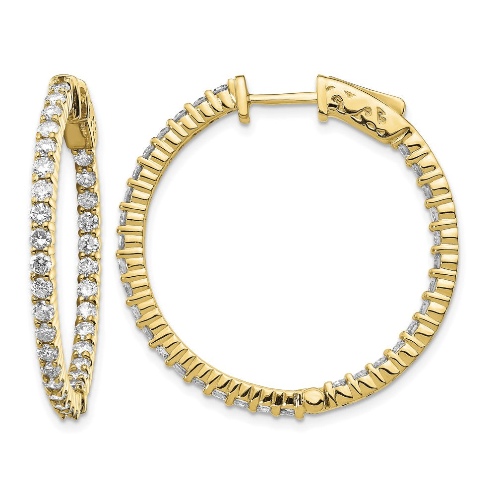 14k 1.8 carat Diamond Round In/Out Hoop w/Safety Clasp Earrings