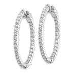 14k White Gold 1.8 carat Diamond Round In/Out Hoop w/Safety Clasp Earrings