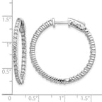 14k White Gold 1.8 carat Diamond Round In/Out Hoop w/Safety Clasp Earrings