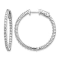 14k White Gold 1.8 carat Diamond Round In/Out Hoop w/Safety Clasp Earrings