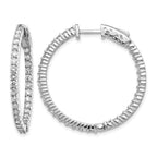 14k White Gold 1.8 carat Diamond Round In/Out Hoop w/Safety Clasp Earrings