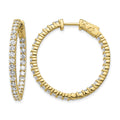 14k 3 carat Diamond Round In/Out Hoop w/Safety Clasp Earrings