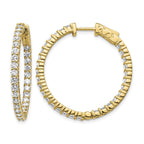 14k 3 carat Diamond Round In/Out Hoop w/Safety Clasp Earrings