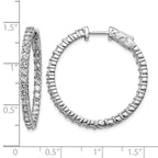 14k White Gold 3 carat Diamond Round In/Out Hoop w/Safety Clasp Earrings