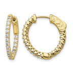 14k .75 carat Diamond Round In/Out Hoop w/Safety Clasp Earrings