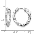 14k White Gold .75 carat Diamond Round In/Out Hoop w/Safety Clasp Earrings