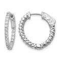14k White Gold .75 carat Diamond Round In/Out Hoop w/Safety Clasp Earrings