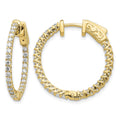 14k 1.1 carat Diamond Round In/Out Hoop w/Safety Clasp Earrings