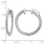 14k White Gold 1.1 carat Diamond Round In/Out Hoop w/Safety Clasp Earrings