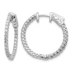 14k White Gold 1.1 carat Diamond Round In/Out Hoop w/Safety Clasp Earrings
