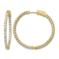 14k 1.6 carat Diamond Round In/Out Hoop w/Safety Clasp Earrings