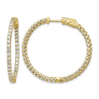 14k 1.6 carat Diamond Round In/Out Hoop w/Safety Clasp Earrings